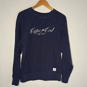 Cuffy’s Cape Cod Sweatshirt Navy Blue Cotton Large Nautical Coastal Mass